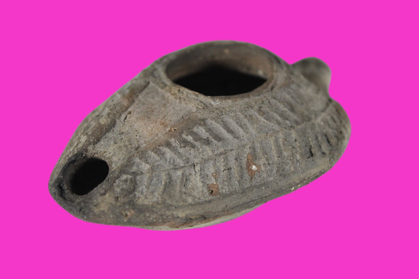 Oil Lamp Holy Land Ancient Artifact Jesus Christ Home Israel 300-600 AD COA 92
