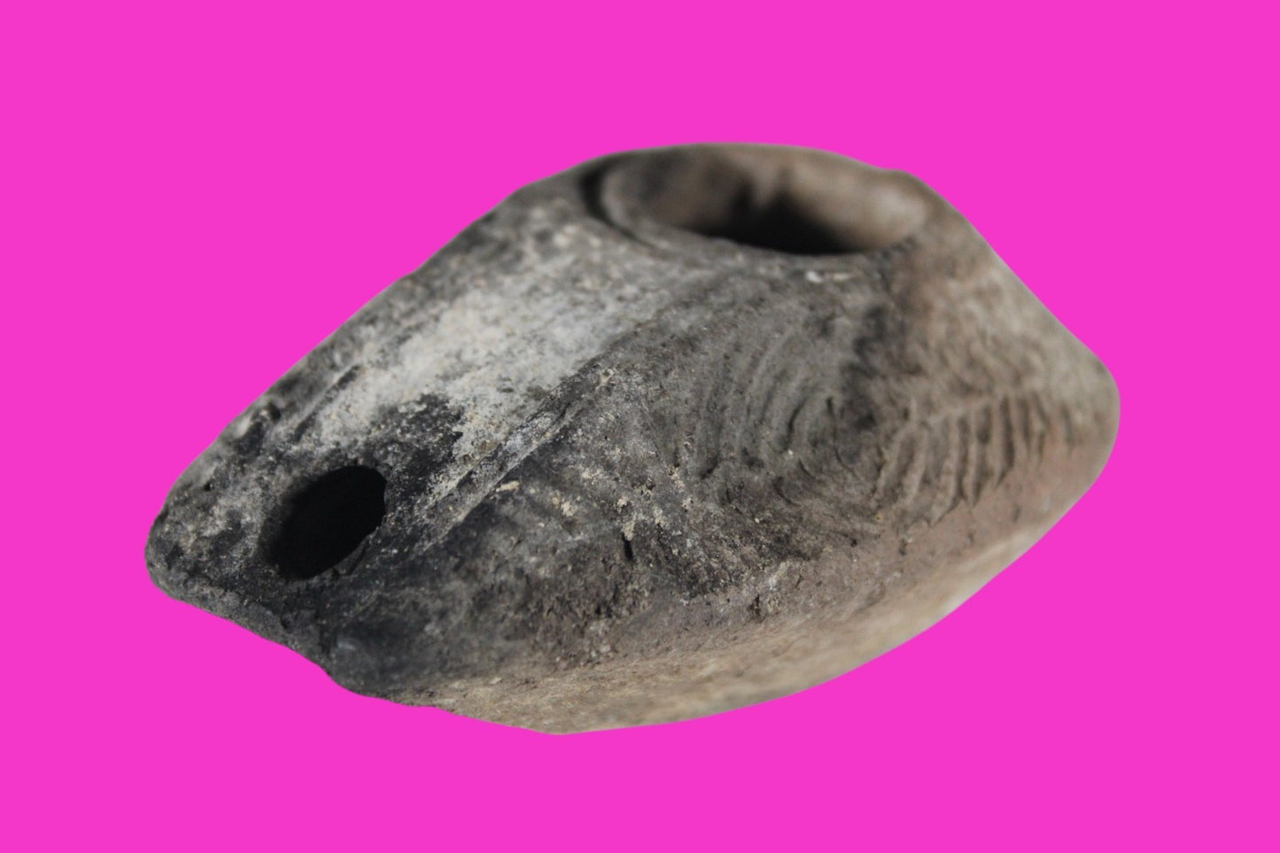 Ancient Holy Land Oil Lamp Artifact 2 Hidden Christian Crosses 300-600 AD COA 87