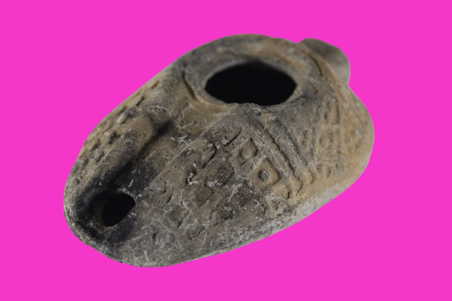 Oil Lamp Holy Land Ancient Artifact Jesus Christ Home Israel 300-600 AD COA J152