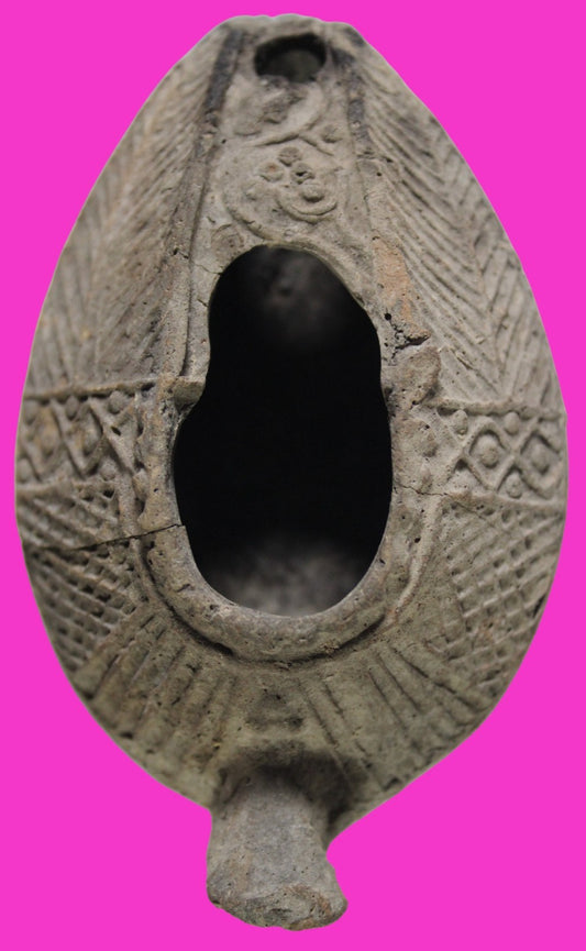 Oil Lamp Holy Land Ancient Artifact Jesus Christ Home Israel 300-600 AD COA 128