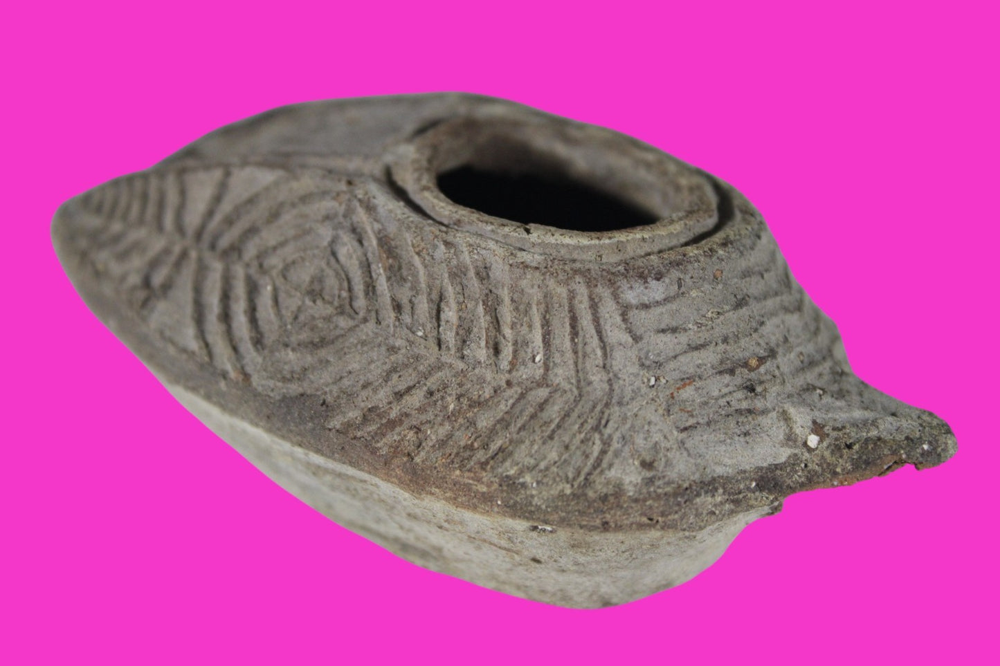 Ancient Holy Land Oil Lamp Artifact 2 Hidden Christian Crosses 300-600 AD COA 97