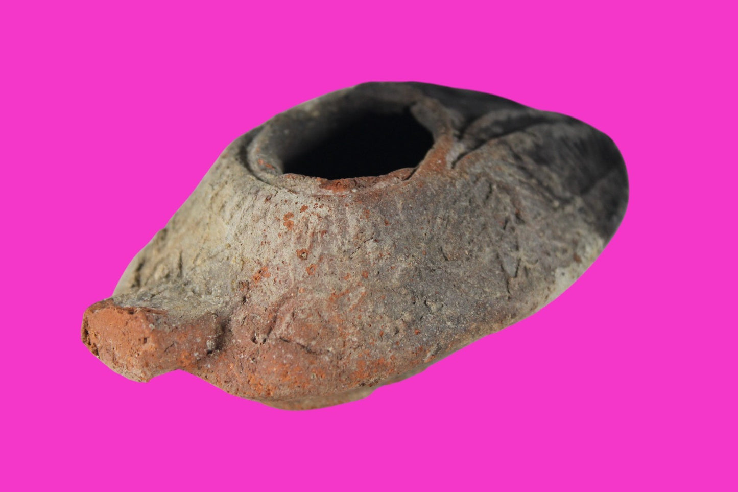 Ancient Holy Land Oil Lamp Artifact A Hidden Christian Cross 300-600AD COA 134