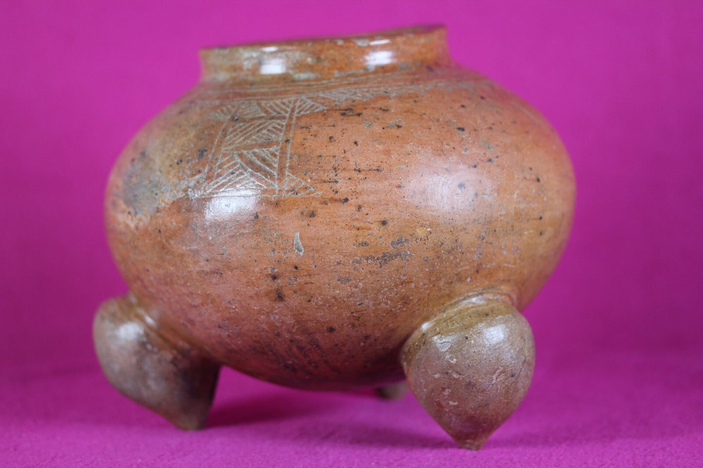 Pre Columbian Artifact Incised Tripod Bowl Nicoya 800-1200 AD Authentic COA J02