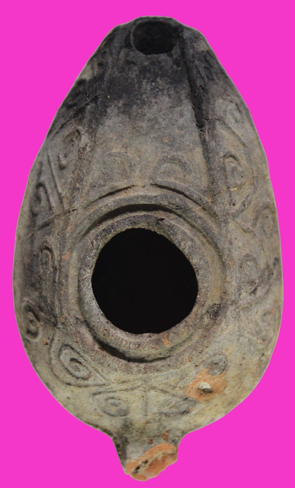 Oil Lamp Holy Land Ancient Artifact Jesus Christ Home Israel 300-600 AD COA 80