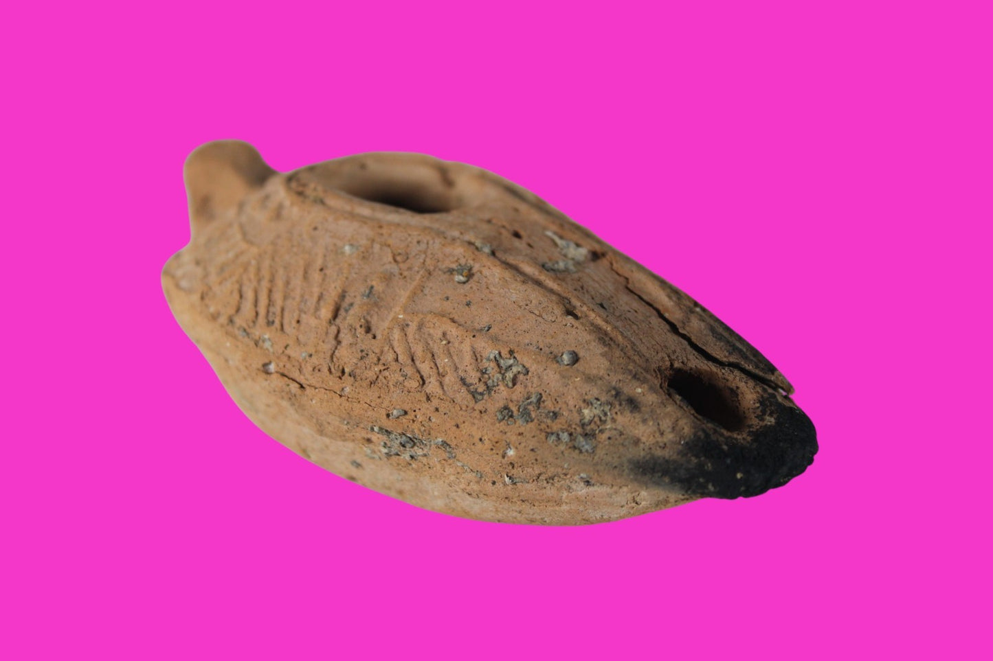 Oil Lamp Holy Land Ancient Artifact Jesus Christ Home Israel 300-600 AD COA 123