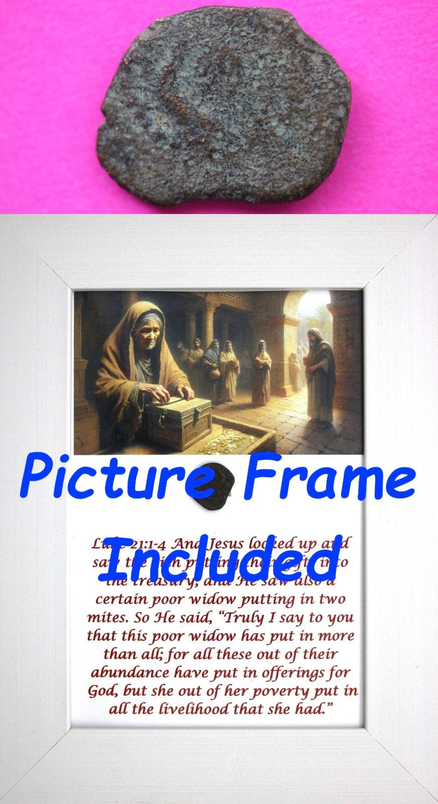 Widows Mite Coin Holy Land Artifact Free Display Frame Jesus Christ Lifetime 194