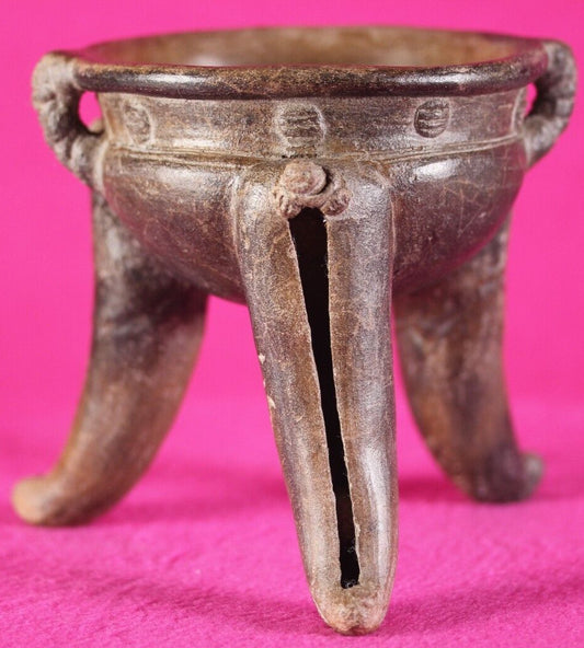Pre Columbian Artifact Rattle Tripod Bowl Chiriqui 900-1400 AD Authentic J65
