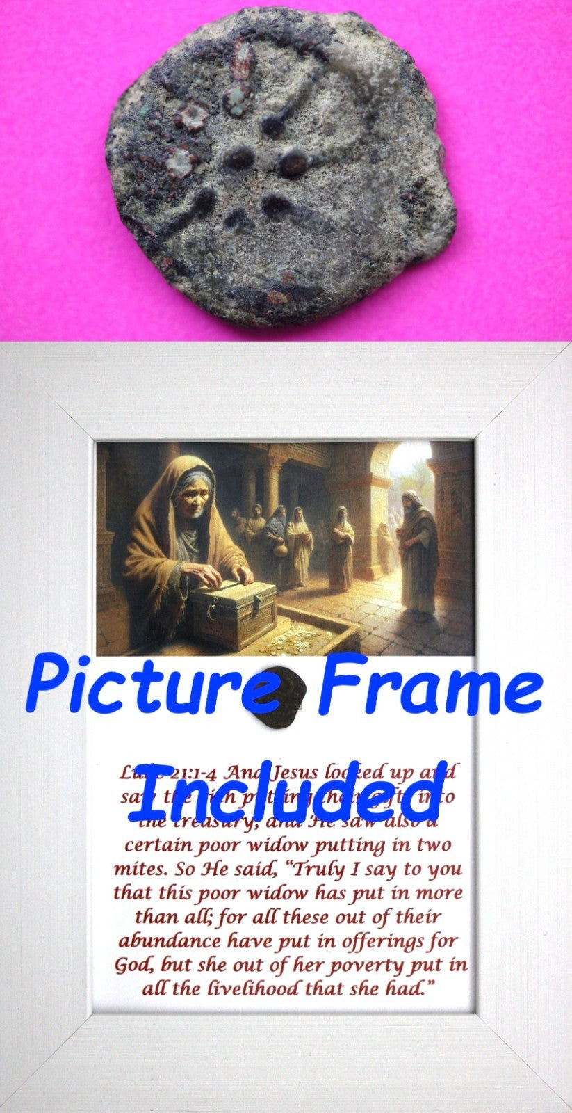 Widows Mite Coin Holy Land Artifact Free Display Frame Jesus Christ Lifetime 164