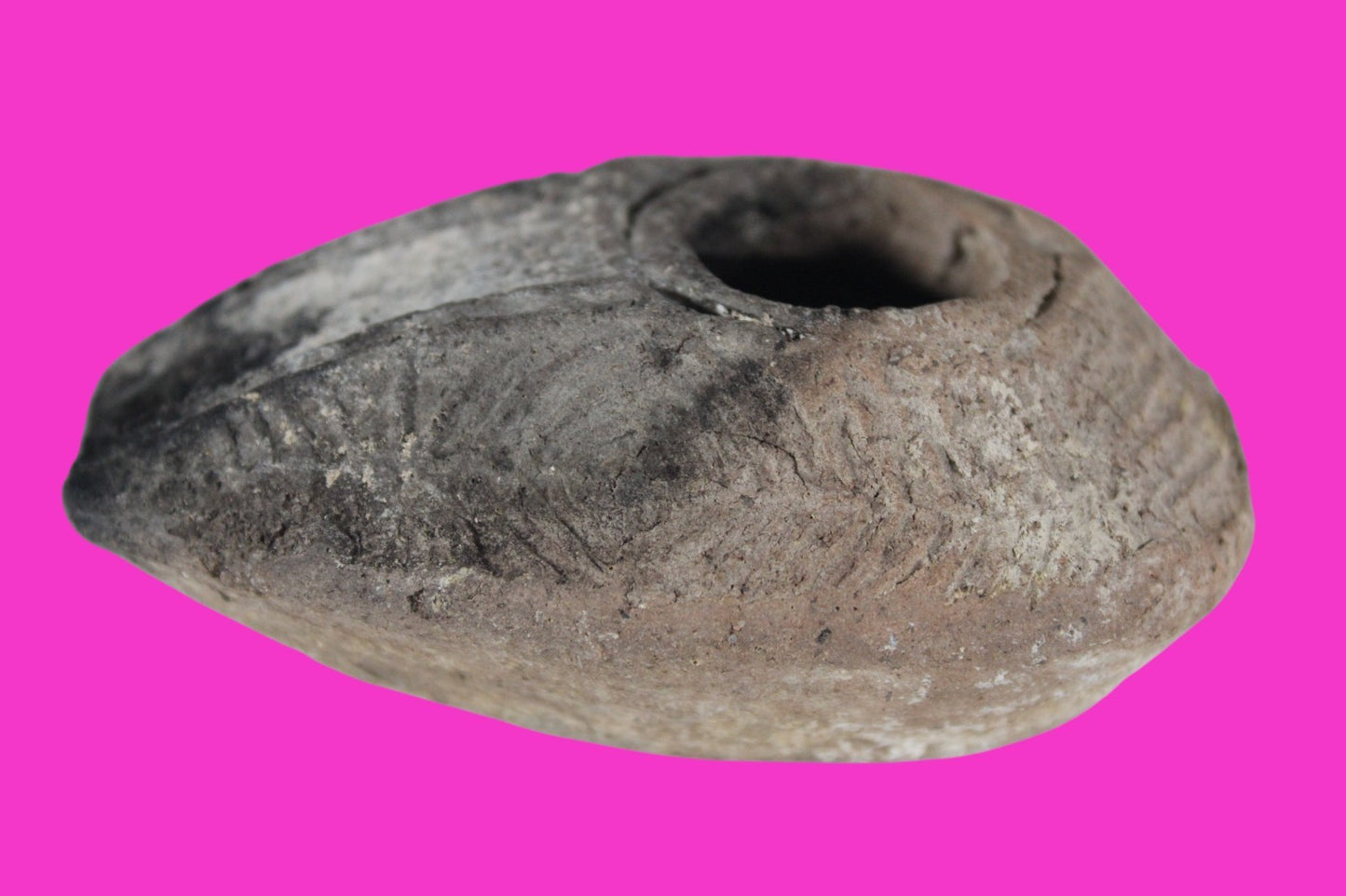 Ancient Holy Land Oil Lamp Artifact 2 Hidden Christian Crosses 300-600 AD COA 87