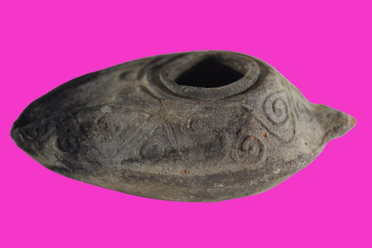 Oil Lamp Holy Land Ancient Artifact Jesus Christ Home Israel 300-600 AD COA 80