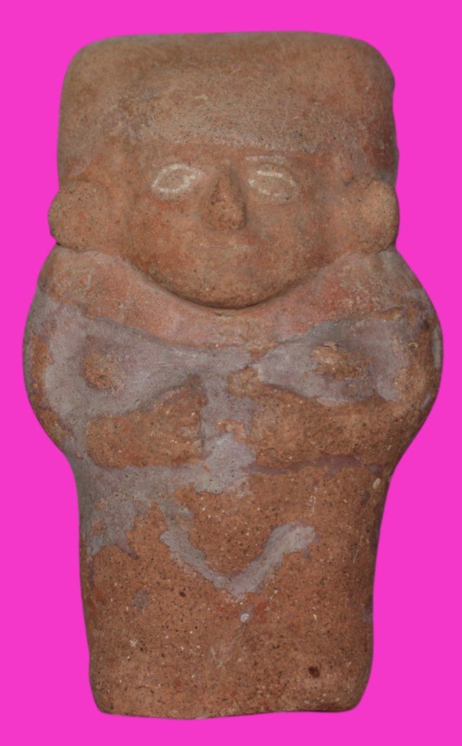 Pre Columbian Authentic Artifact Moche Rattle Figure Peru 850 - 1100 AD COA J34