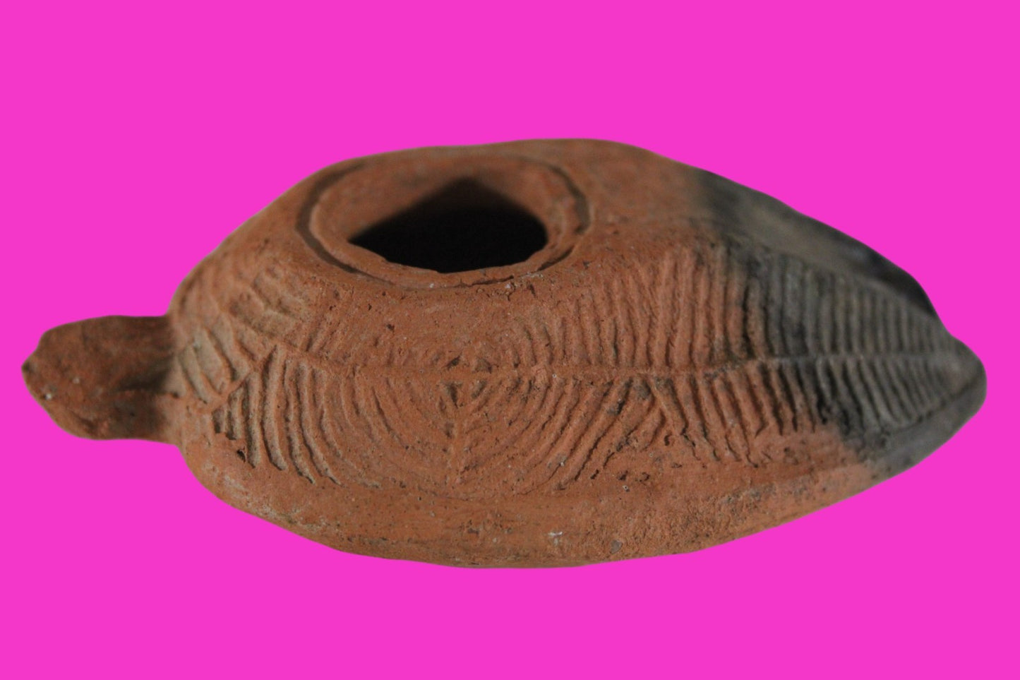Ancient Holy Land Oil Lamp Artifact 2 Hidden Christian Crosses 300-600 AD COA 82