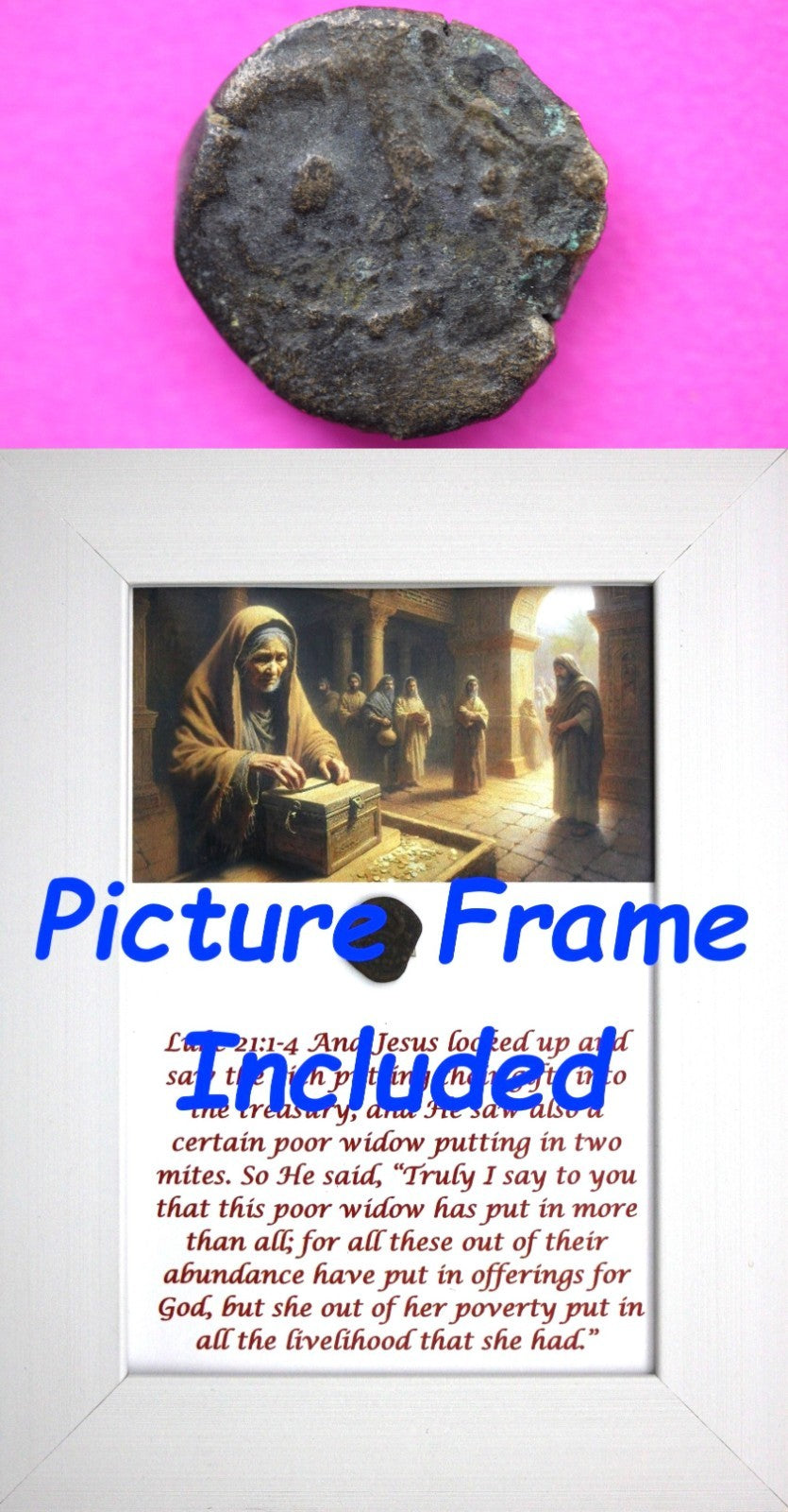 Widows Mite Coin Holy Land Artifact Free Display Frame Jesus Christ Lifetime 148
