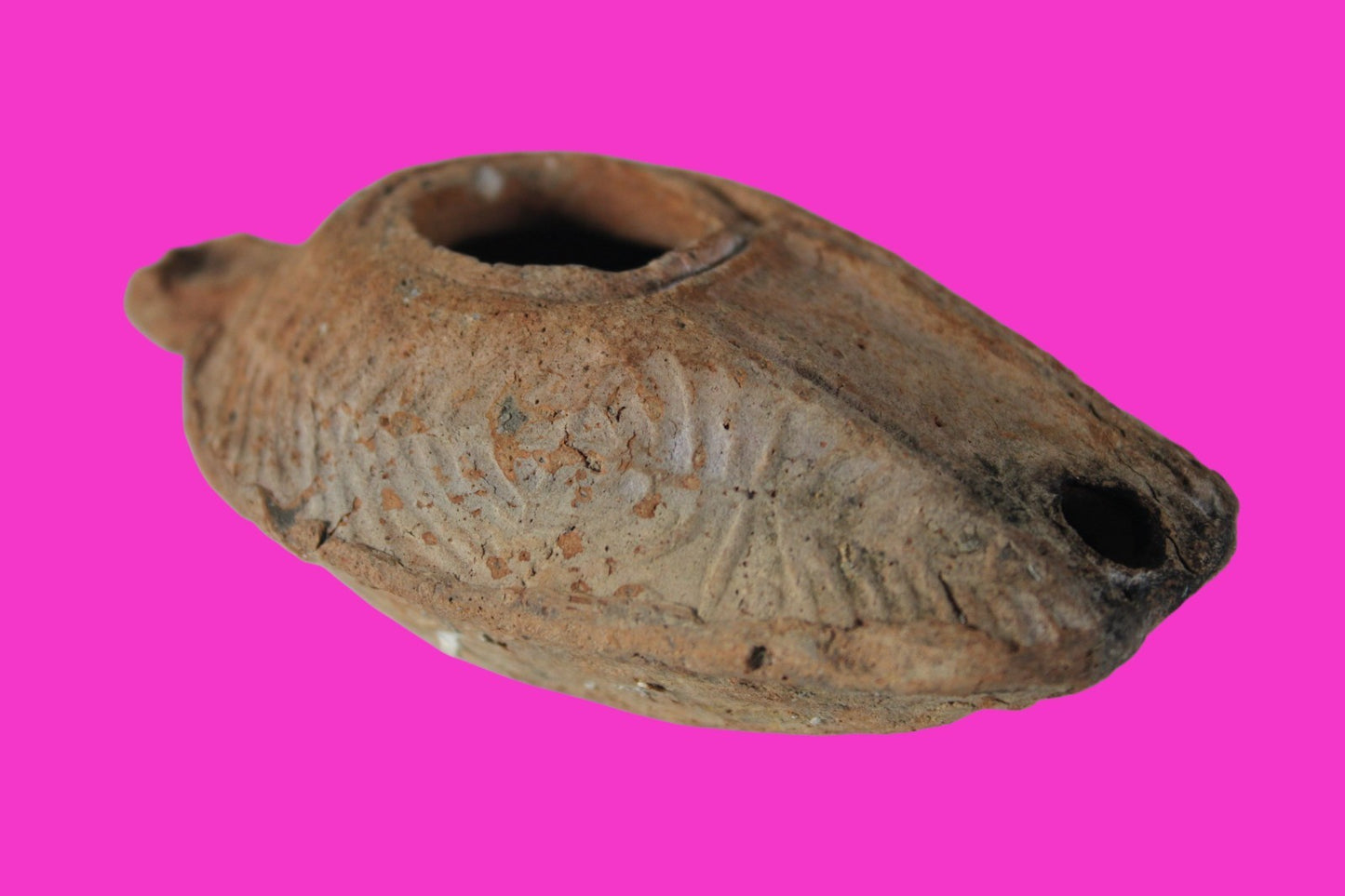 Oil Lamp Holy Land Ancient Artifact Jesus Christ Home Israel 300-600 AD COA 114
