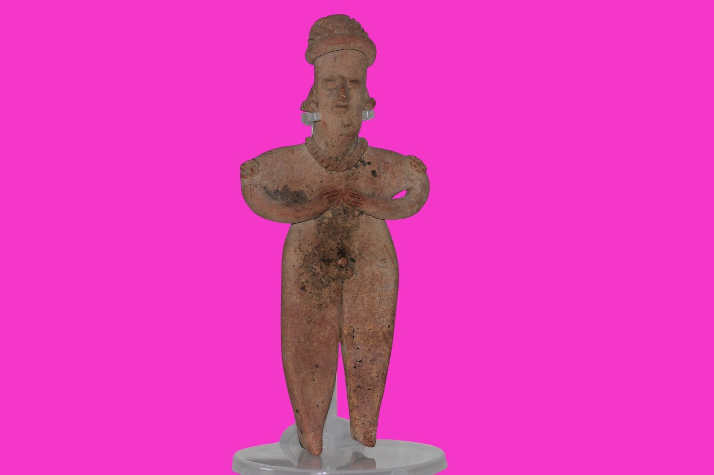 Pre Columbian Artifact 8 inch Male Shaft Tomb Figure Colima Mexico 100BC COA 262