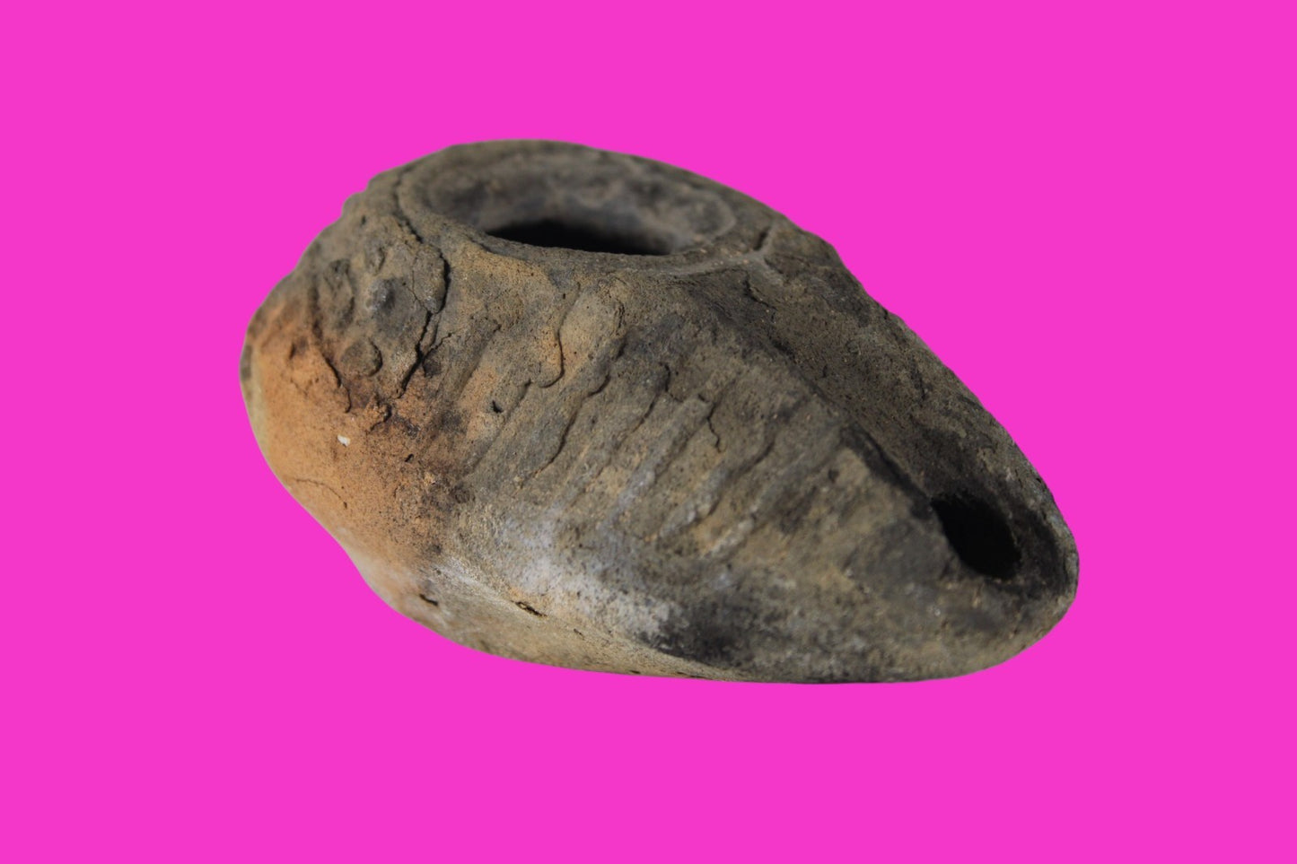 Oil Lamp Holy Land Ancient Artifact Jesus Christ Home Israel 300-600 AD COA 122