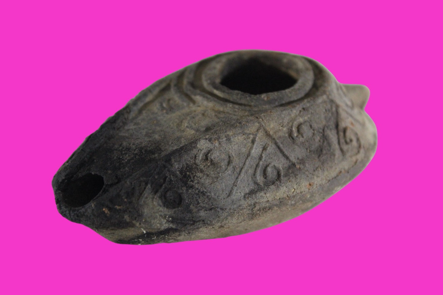 Oil Lamp Holy Land Ancient Artifact Jesus Christ Home Israel 300-600 AD COA 80