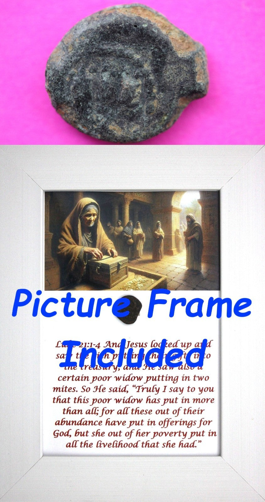 Widows Mite Coin Holy Land Artifact Free Display Frame Jesus Christ Lifetime 64