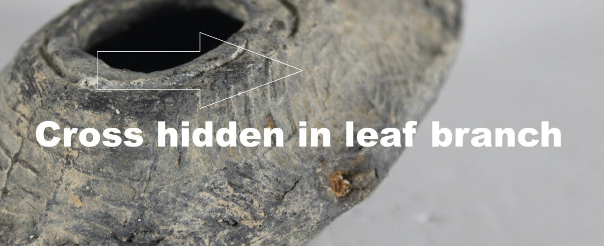 Ancient Holy Land Oil Lamp Artifact 2 Hidden Christian Crosses 300-600AD COA 113