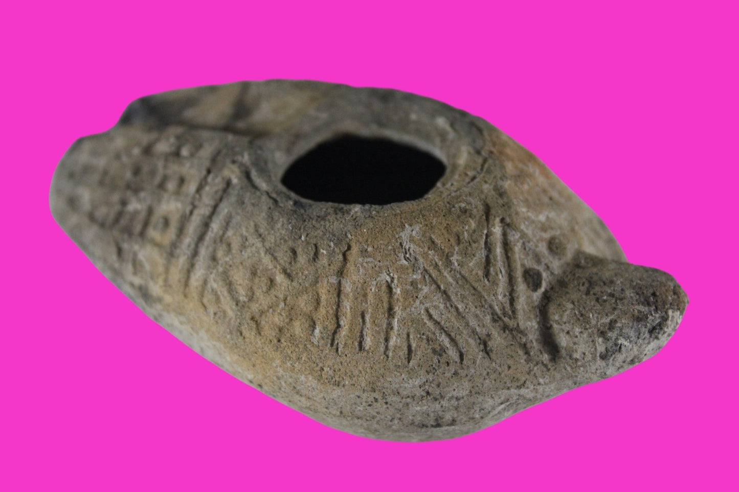 Oil Lamp Holy Land Ancient Artifact Jesus Christ Home Israel 300-600 AD COA J152