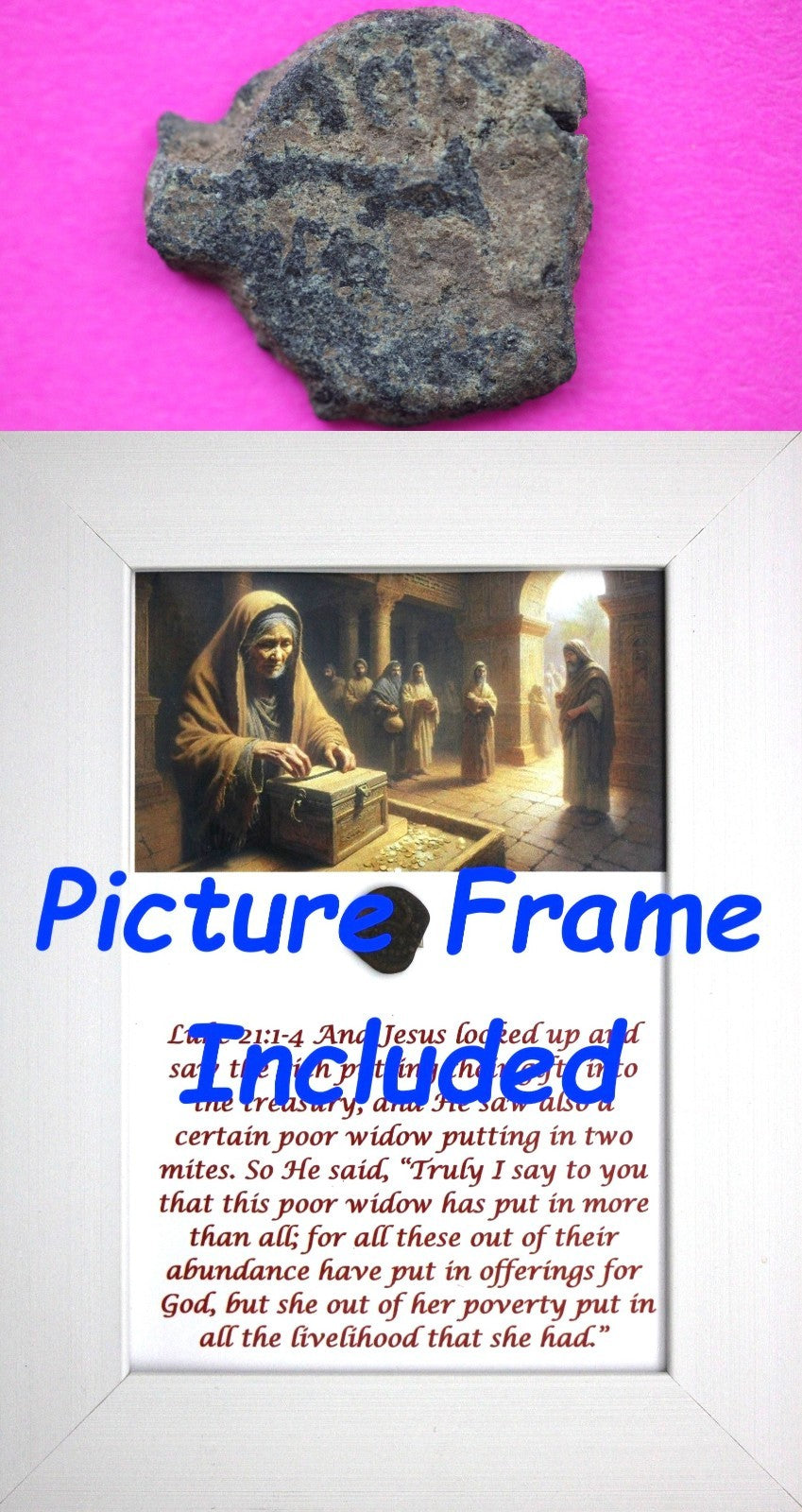 Widows Mite Coin Holy Land Artifact Free Display Frame Jesus Christ Lifetime 71