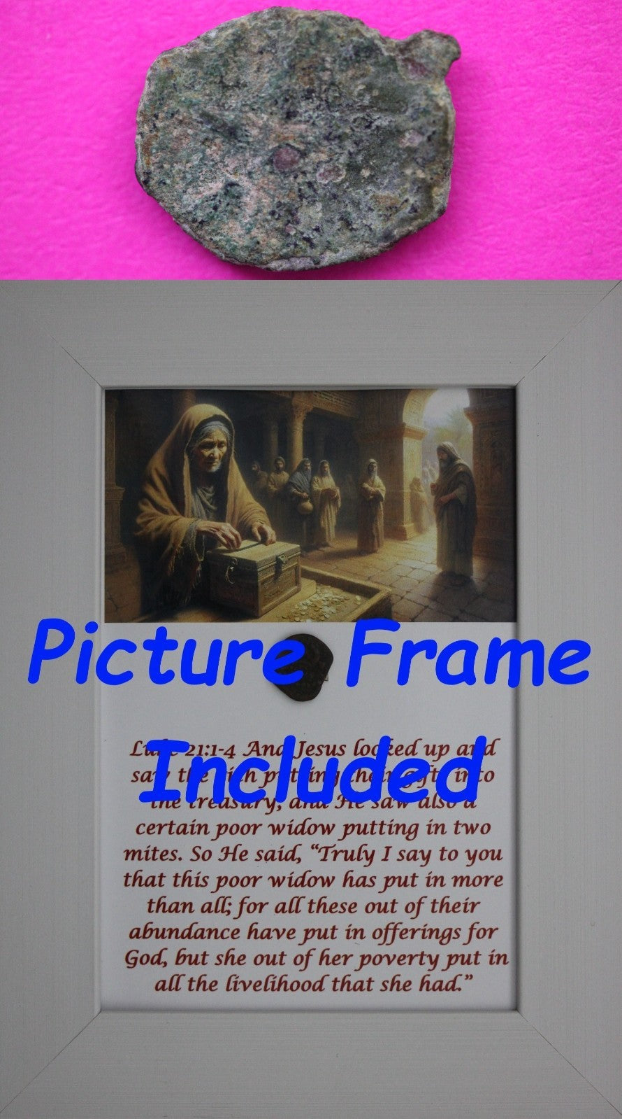 Widows Mite Coin Holy Land Artifact Jesus Christ Lifetime Free Display Frame 01