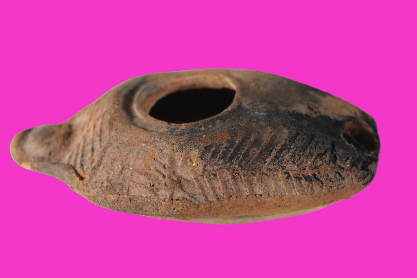 Oil Lamp Holy Land Ancient Artifact Jesus Christ Home Israel 300-600 AD COA 126