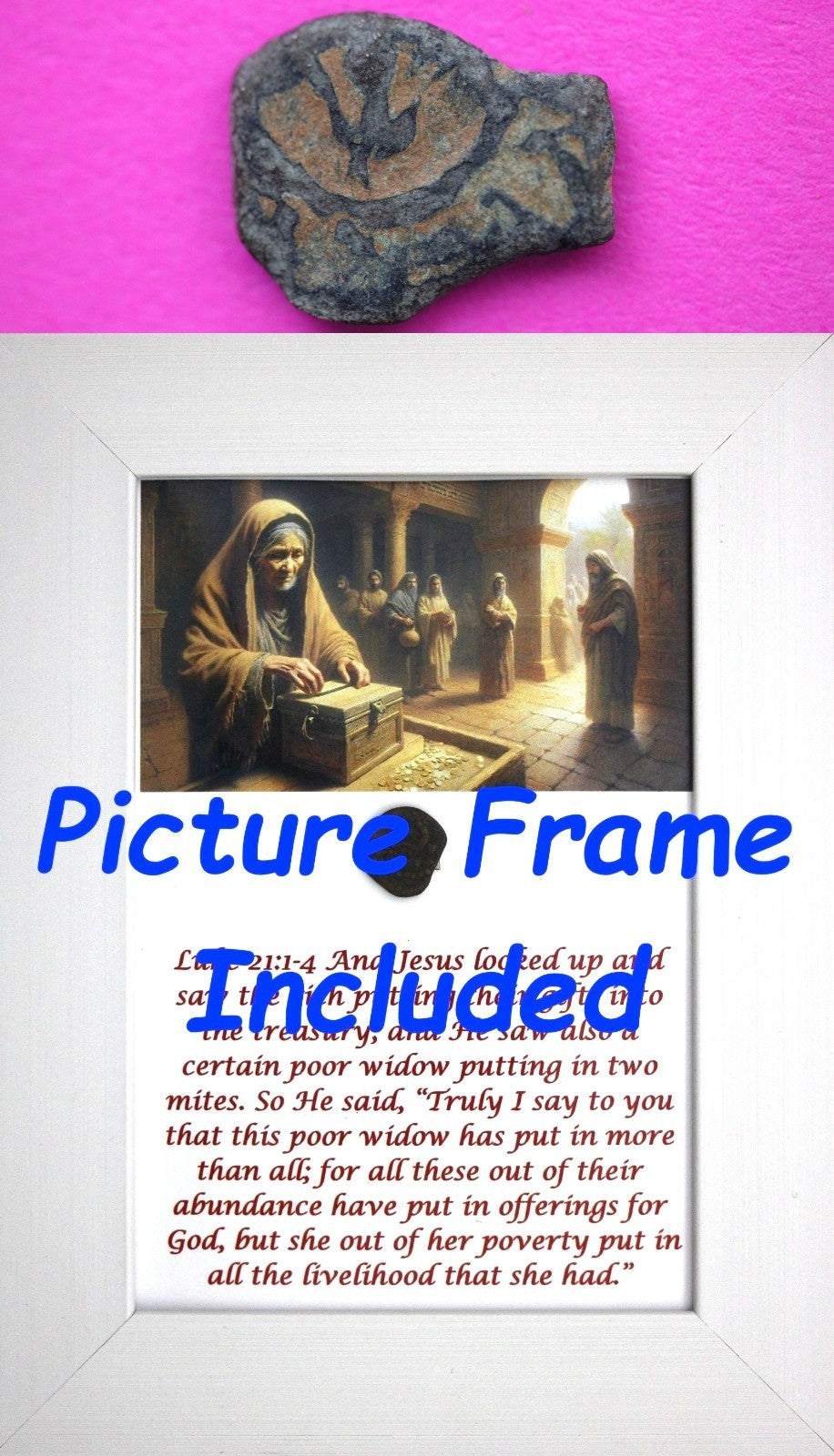 Widows Mite Coin Holy Land Artifact Free Display Frame Jesus Christ Lifetime 146