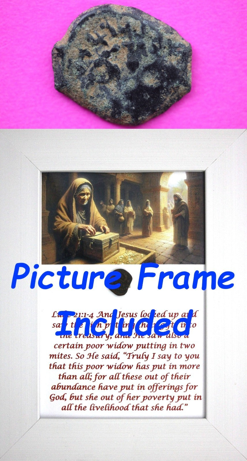 Widows Mite Coin Holy Land Artifact Free Display Frame Jesus Christ Lifetime 78