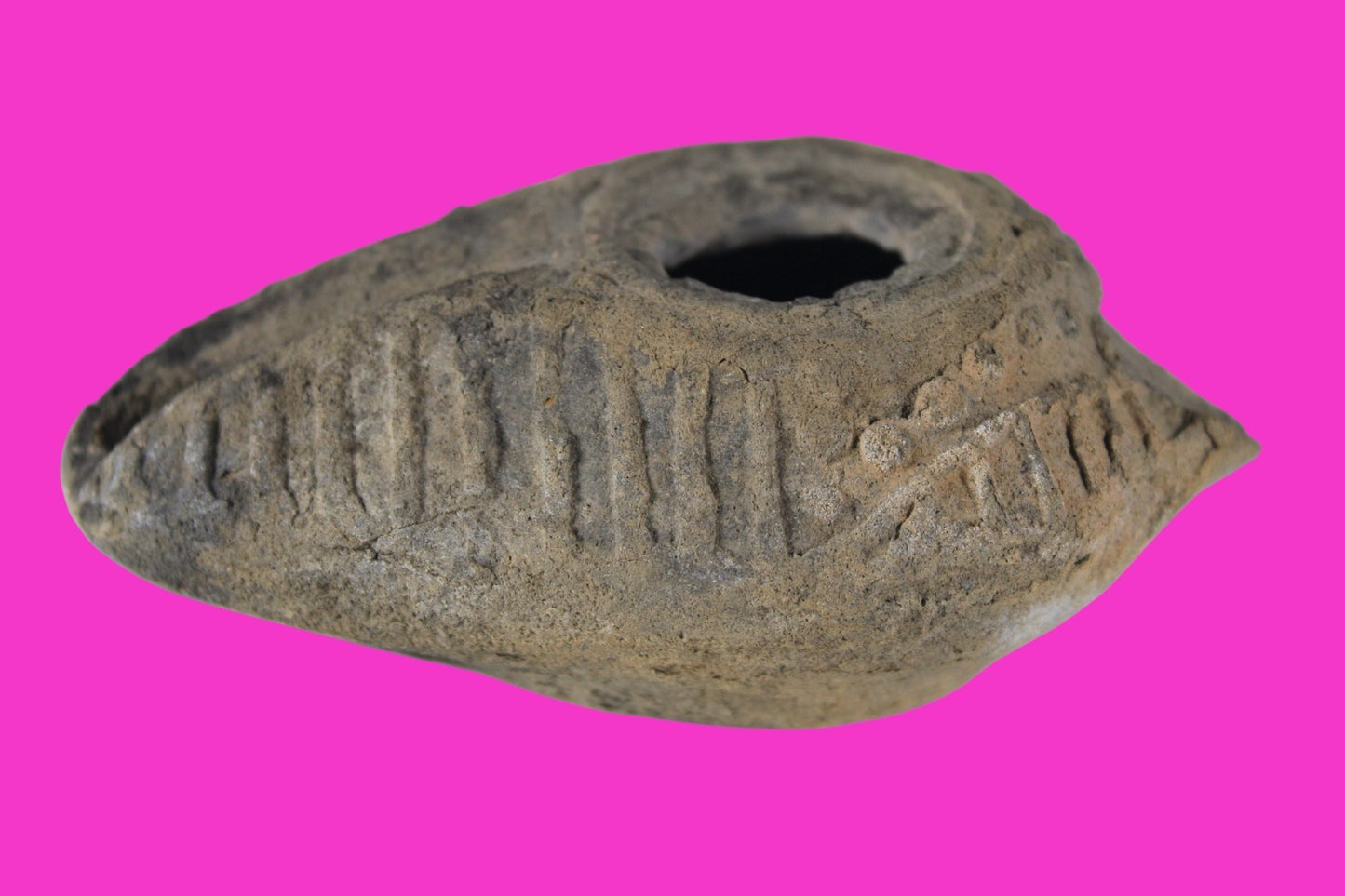 Oil Lamp Holy Land Ancient Artifact Jesus Christ Home Israel 300-600 AD COA 122