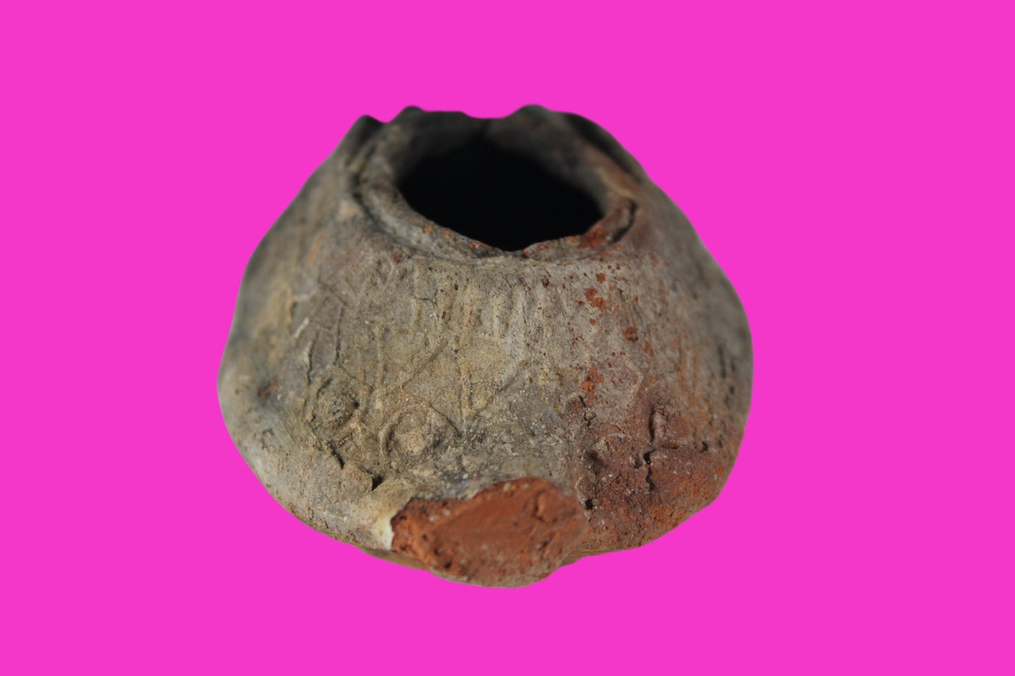 Ancient Holy Land Oil Lamp Artifact A Hidden Christian Cross 300-600AD COA 134