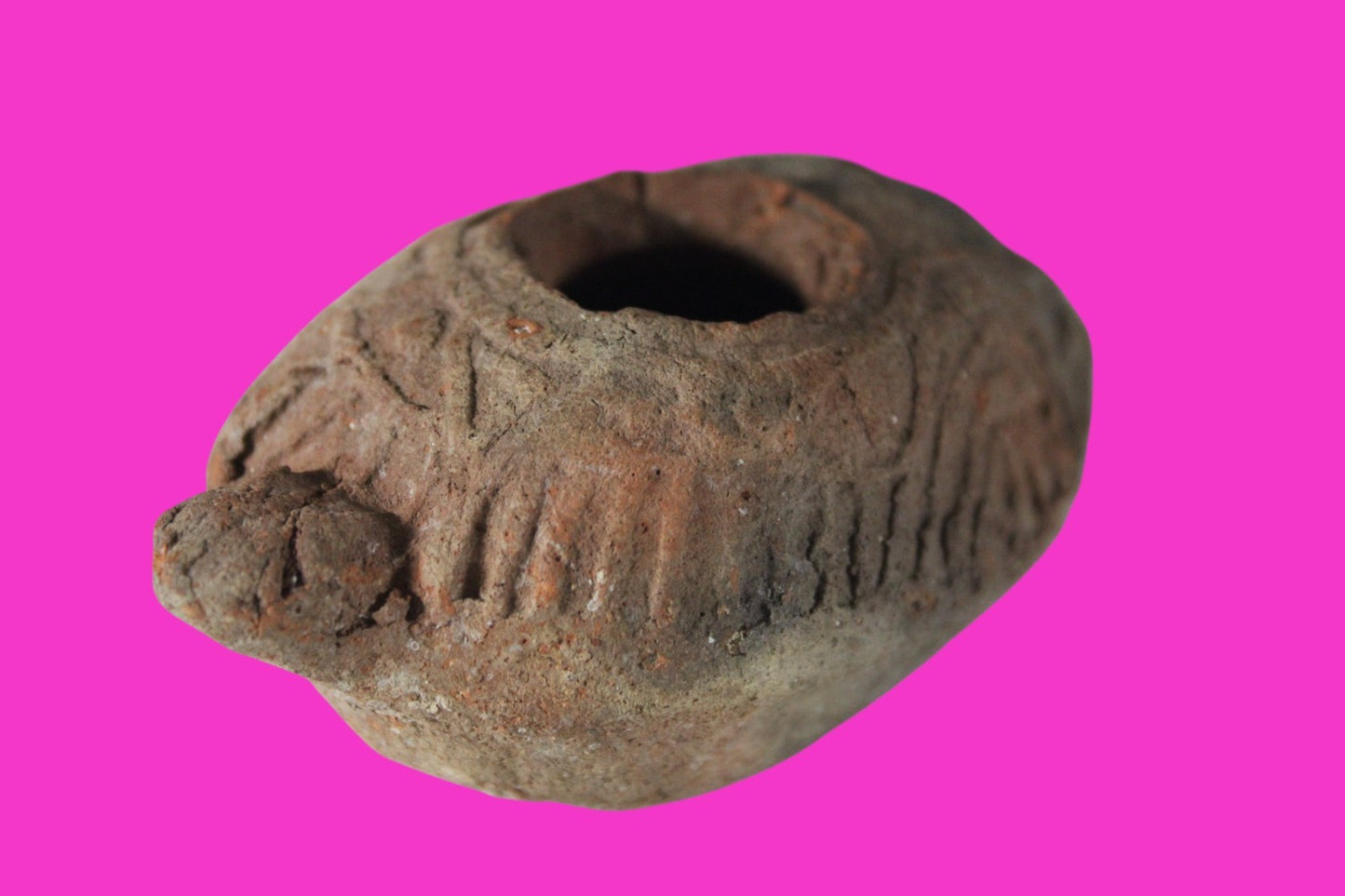 Oil Lamp Holy Land Ancient Artifact Jesus Christ Home Israel 300-600 AD COA 69