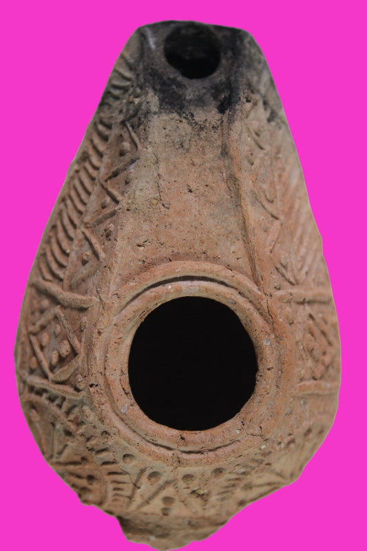 Oil Lamp Holy Land Ancient Artifact Jesus Christ Home Israel 300-600 AD COA 85