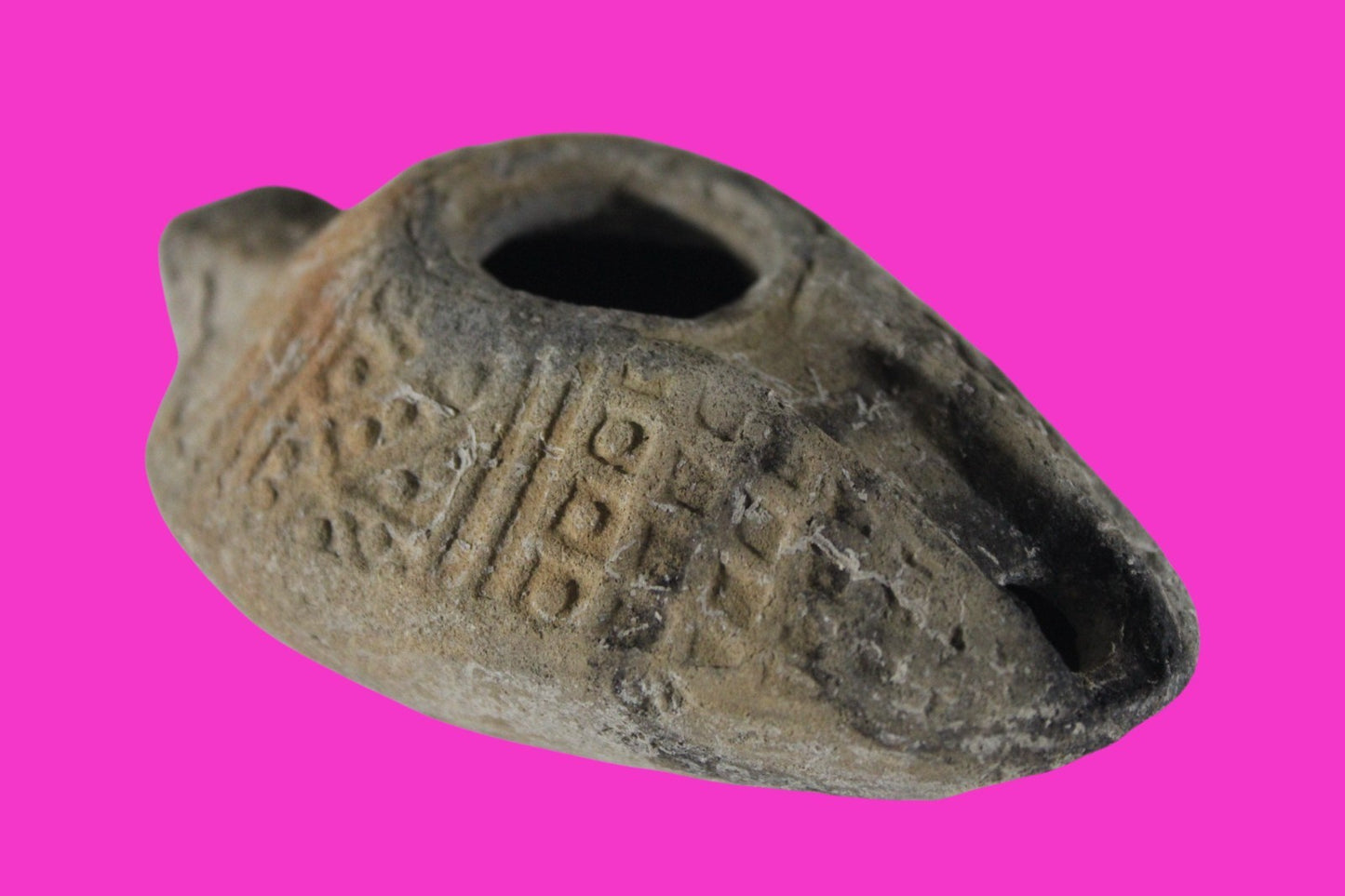 Oil Lamp Holy Land Ancient Artifact Jesus Christ Home Israel 300-600 AD COA J152