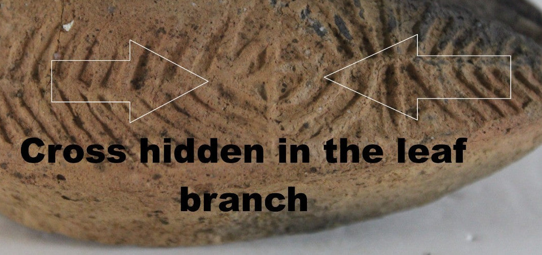 Ancient Holy Land Oil Lamp Artifact 2 Hidden Christian Crosses 300-600 AD COA 79