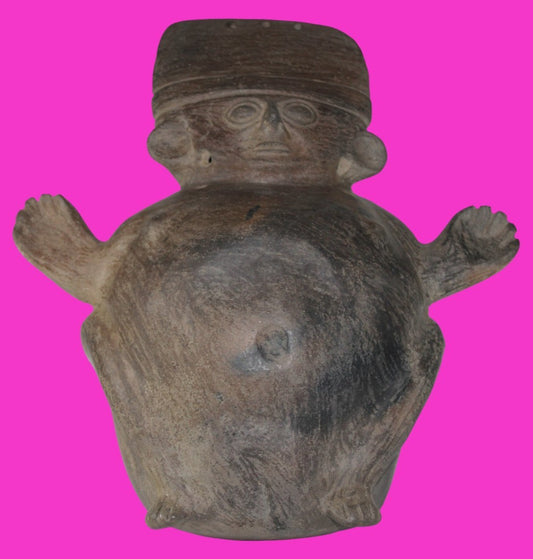Pre Columbian Artifact Chancay 11 Inch Rotund Figure 1000-1250 AD  Peru COA 264