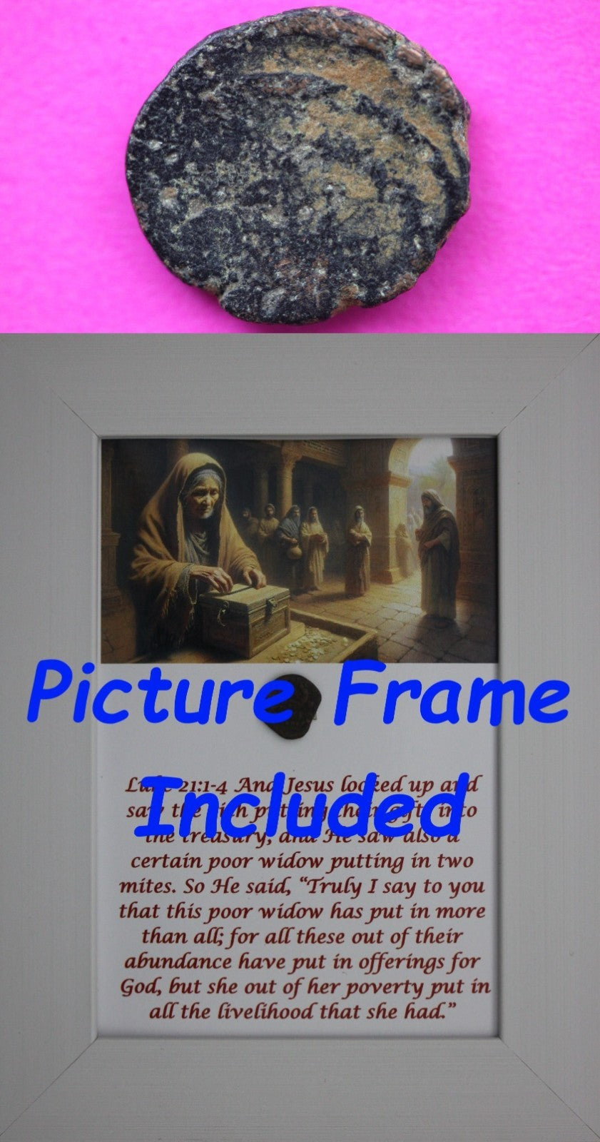 Widows Mite Coin Holy Land Artifact Jesus Christ Lifetime Free Display Frame 04