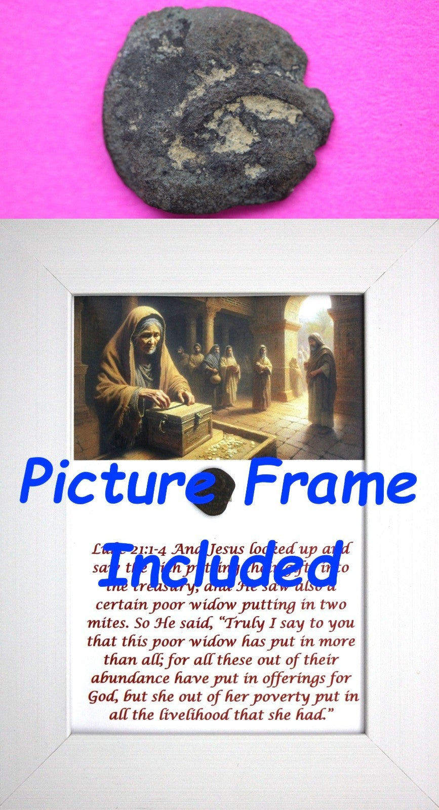 Widows Mite Coin Holy Land Artifact Free Display Frame Jesus Christ Lifetime 130