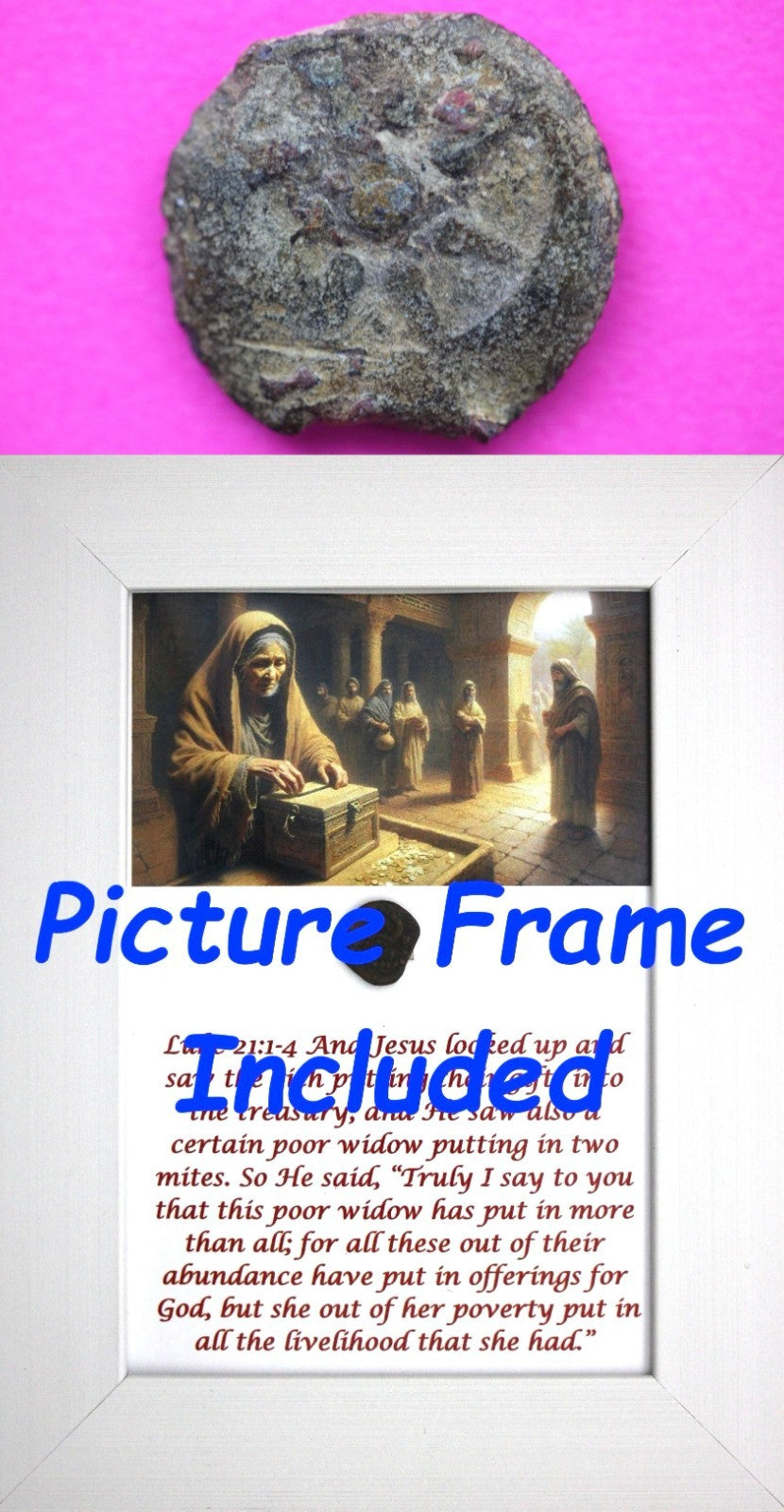 Widows Mite Coin Holy Land Artifact Free Display Frame Jesus Christ Lifetime 132