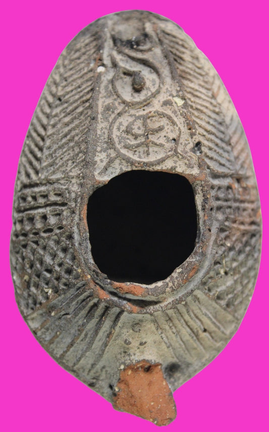 Oil Lamp Holy Land Ancient Artifact Jesus Christ Home Israel 300-600 AD COA 119