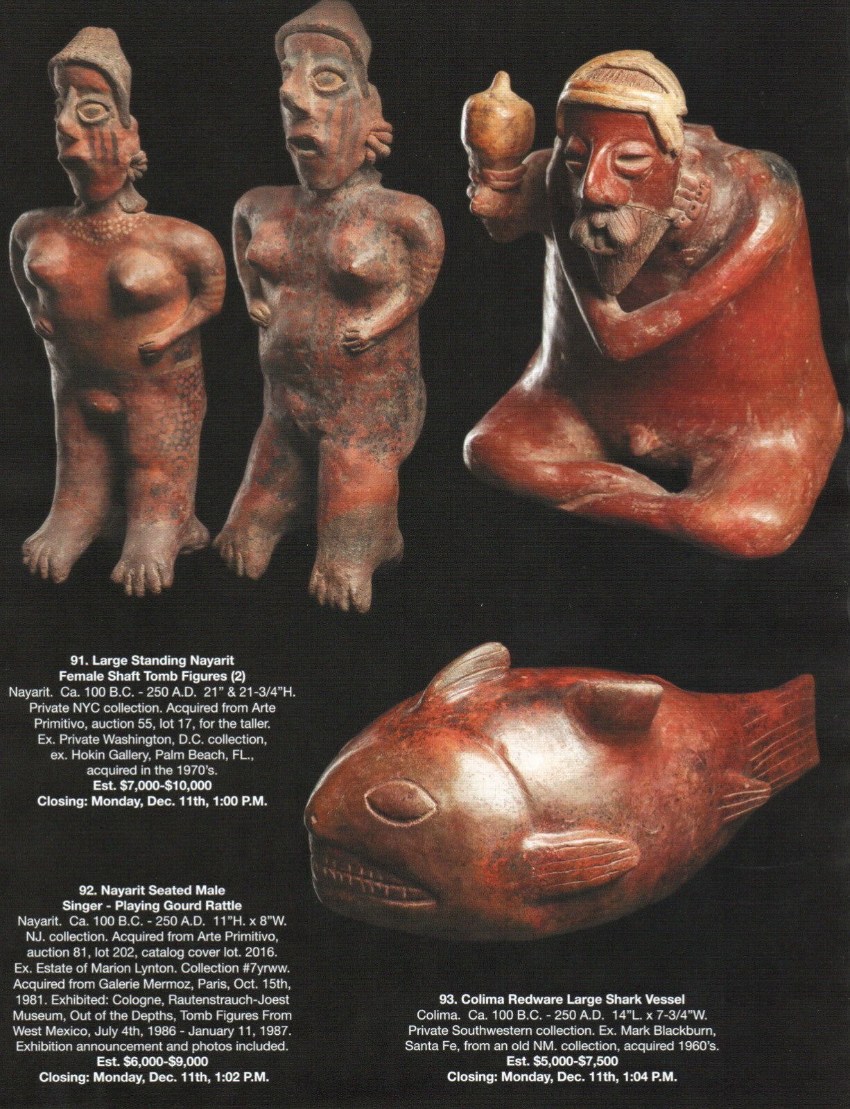 Pre Columbian Artifacts Price & Value Guide Arte Primitivo Auction Catalog 112