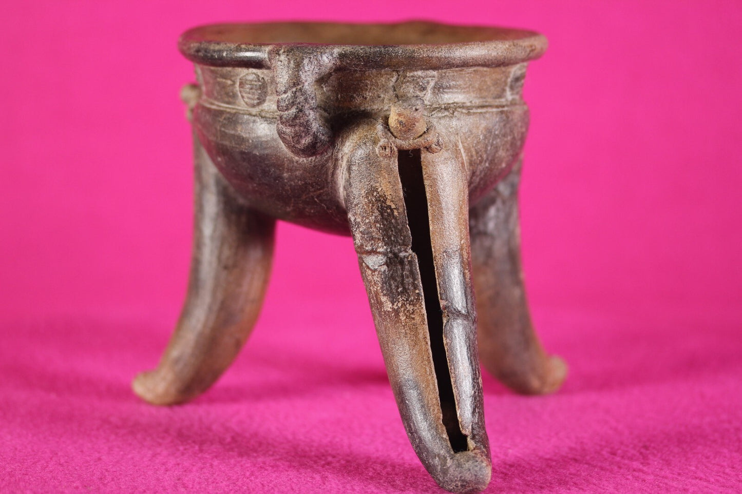 Pre Columbian Artifact Rattle Tripod Bowl Chiriqui 900-1400 AD Authentic J65