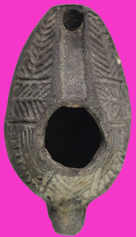 Oil Lamp Holy Land Ancient Artifact Jesus Christ Home Israel 300-600 AD COA 76