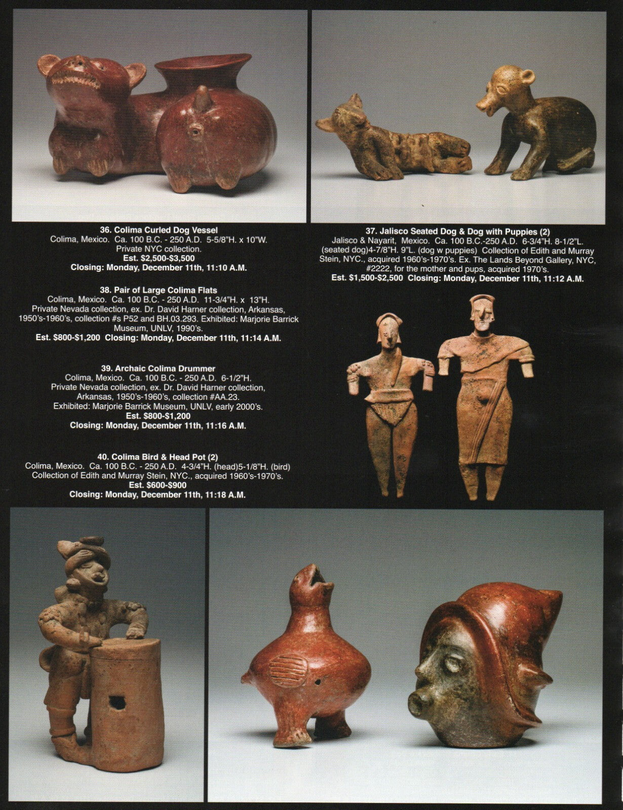 Pre Columbian Artifacts Price & Value Guide Arte Primitivo Auction Catalog #87