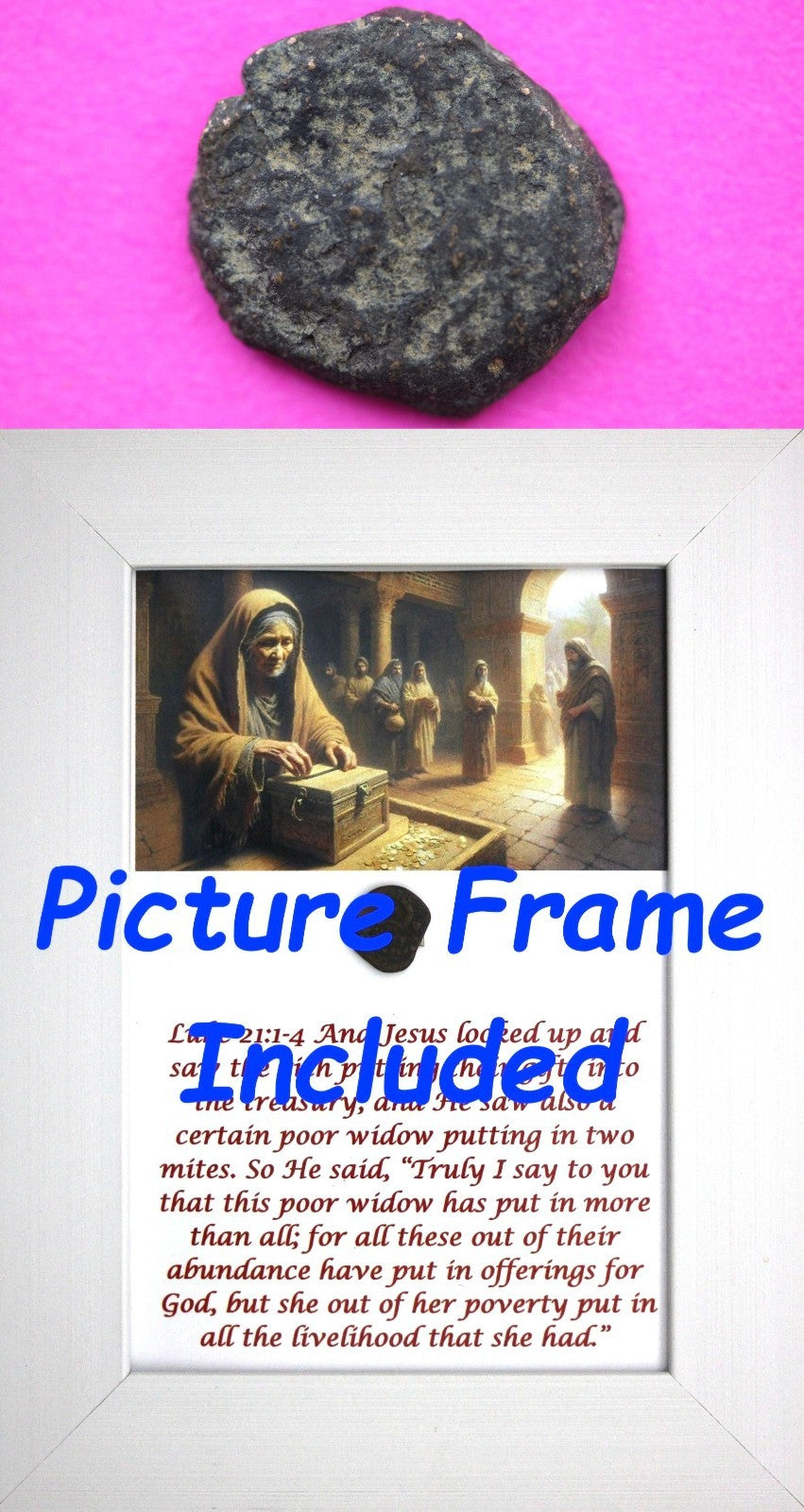 Widows Mite Coin Holy Land Artifact Free Display Frame Jesus Christ Lifetime 48