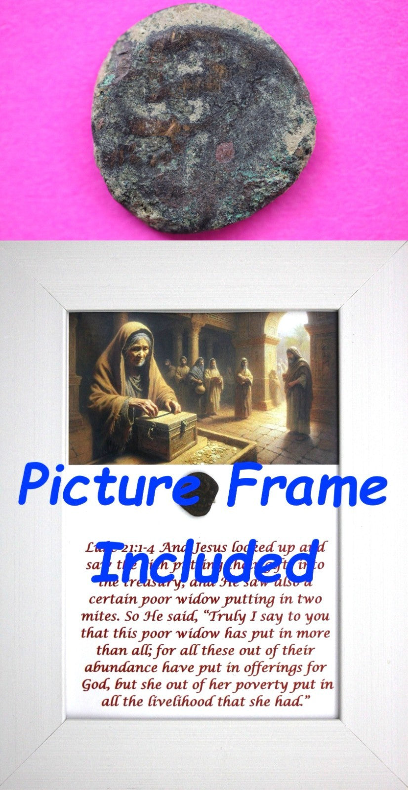 Widows Mite Coin Holy Land Artifact Free Display Frame Jesus Christ Lifetime 65