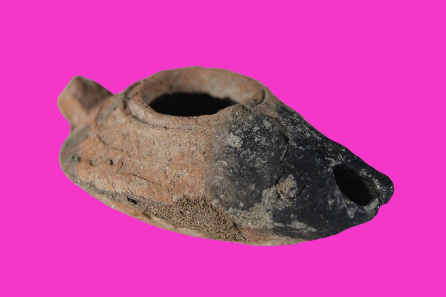 Oil Lamp Holy Land Ancient Artifact Jesus Christ Home Israel 300-600 AD COA 89