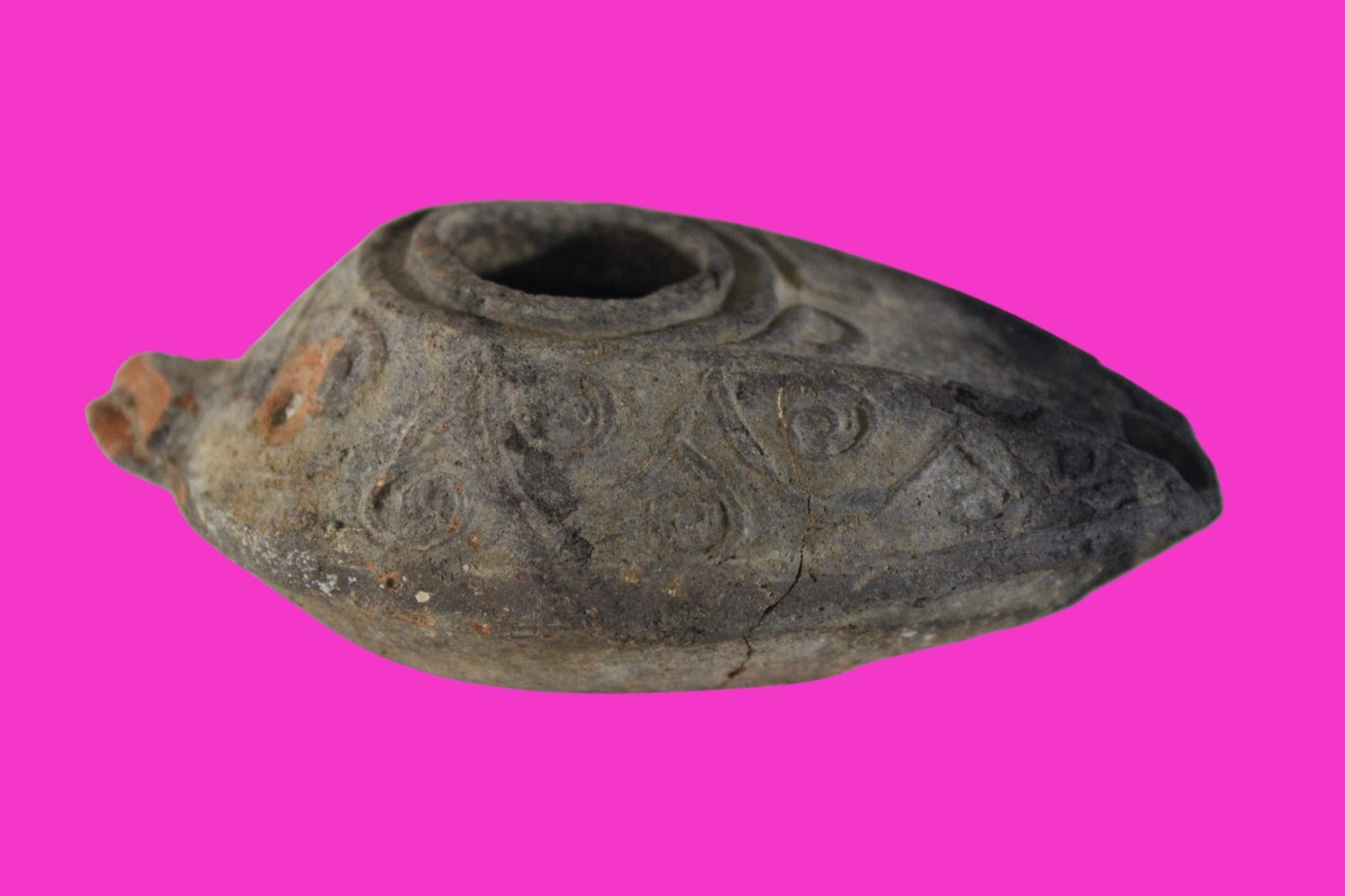 Oil Lamp Holy Land Ancient Artifact Jesus Christ Home Israel 300-600 AD COA 80