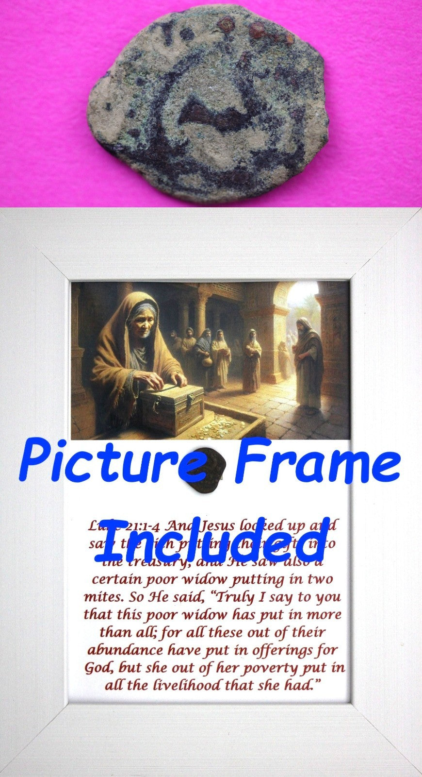 Widows Mite Coin Holy Land Artifact Free Display Frame Jesus Christ Lifetime 122