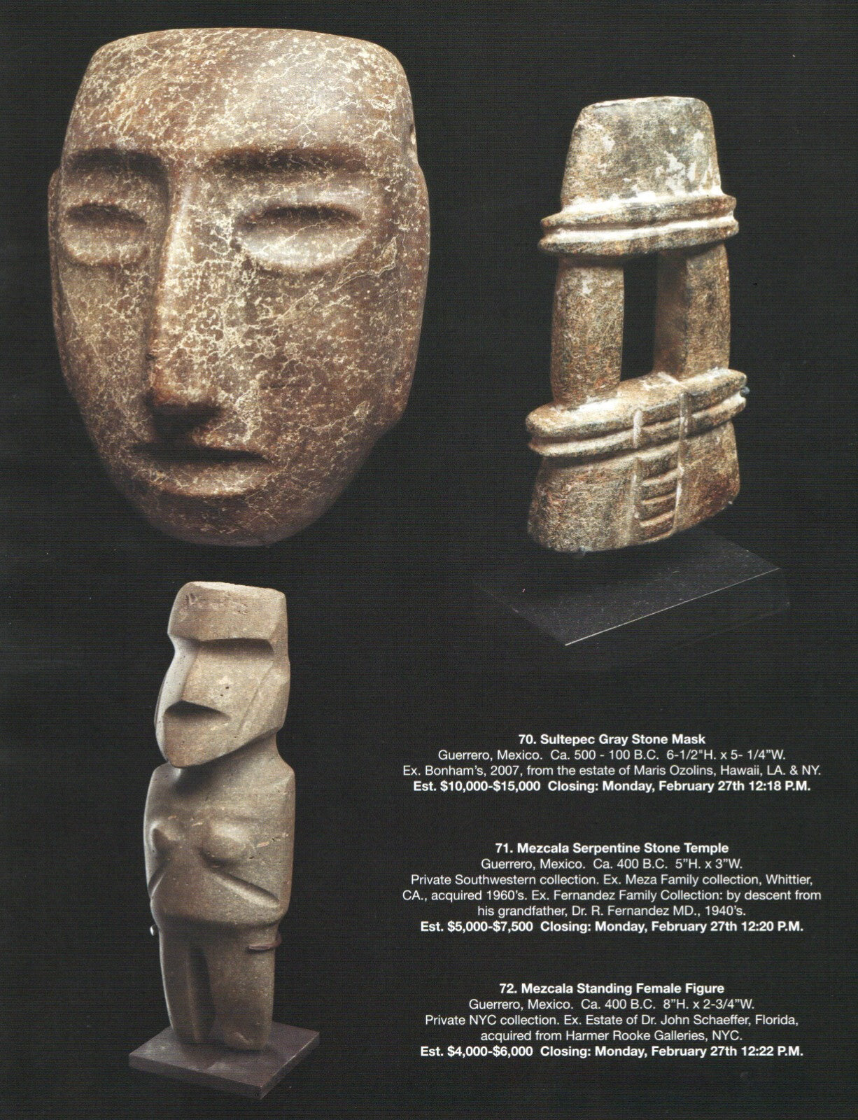 Pre Columbian Artifacts Price & Value Guide Arte Primitivo Auction Catalog 109
